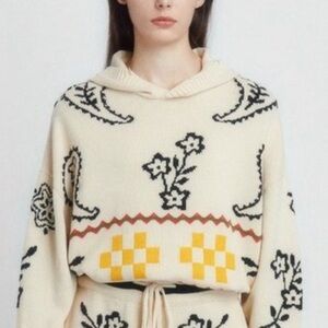 Profound Mixed Print Paisley Oversized Unisex Graphic Sweater Hoodie Medium